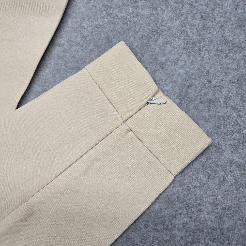Balenciaga Pants Womens 38 Beige Silk Gabardine Cuffed Zip‎ Ankle Made Italy - Picture 11 of 16